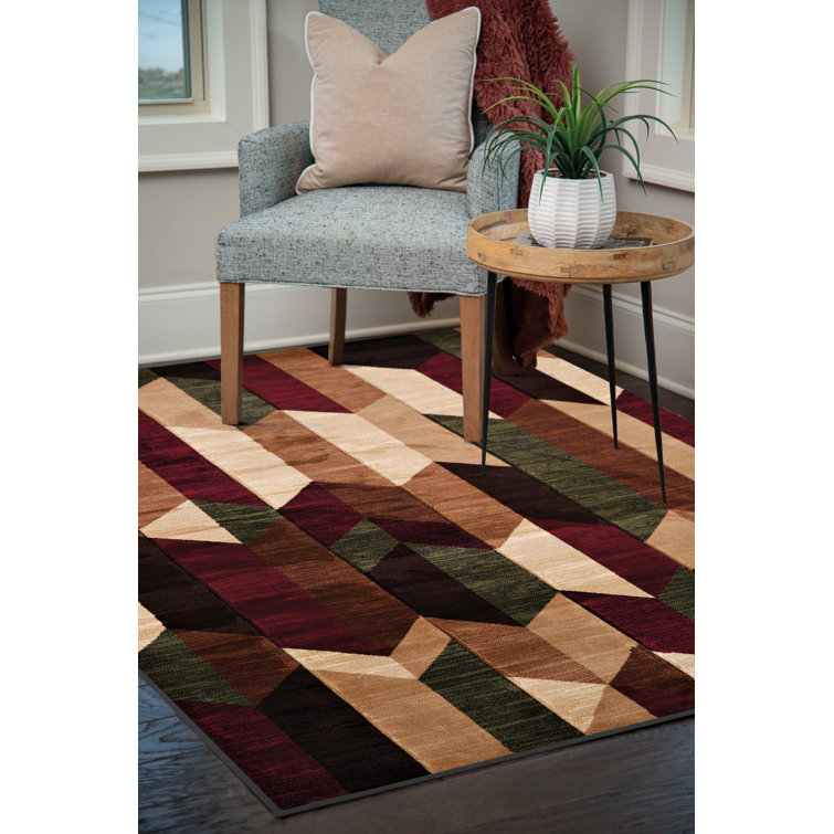Wrought Studio Contours Dominion Burgundy Accent Rug 1''10" X 3